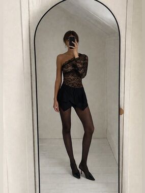 More To Come Black Lace bodysuit size Small.